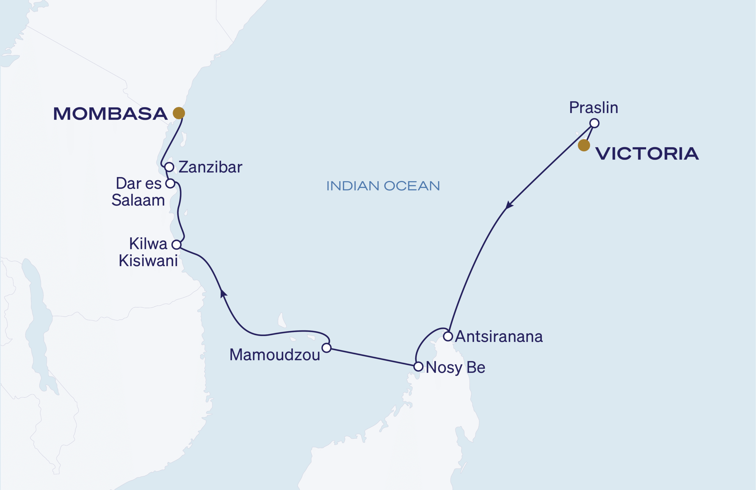 Map for 10-Night Mahé to Mombasa 3.14.29