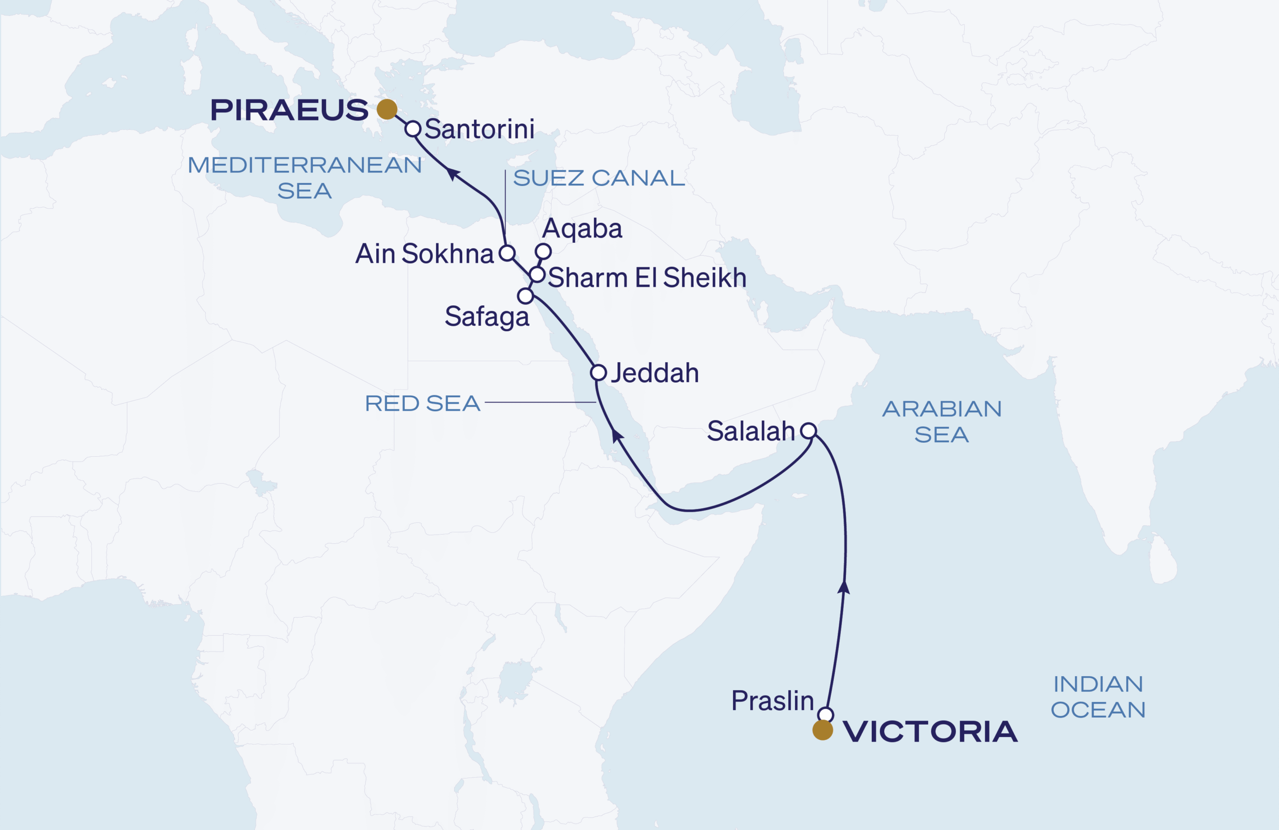 Map for 21-Night Mahé to Athens 5.1.29