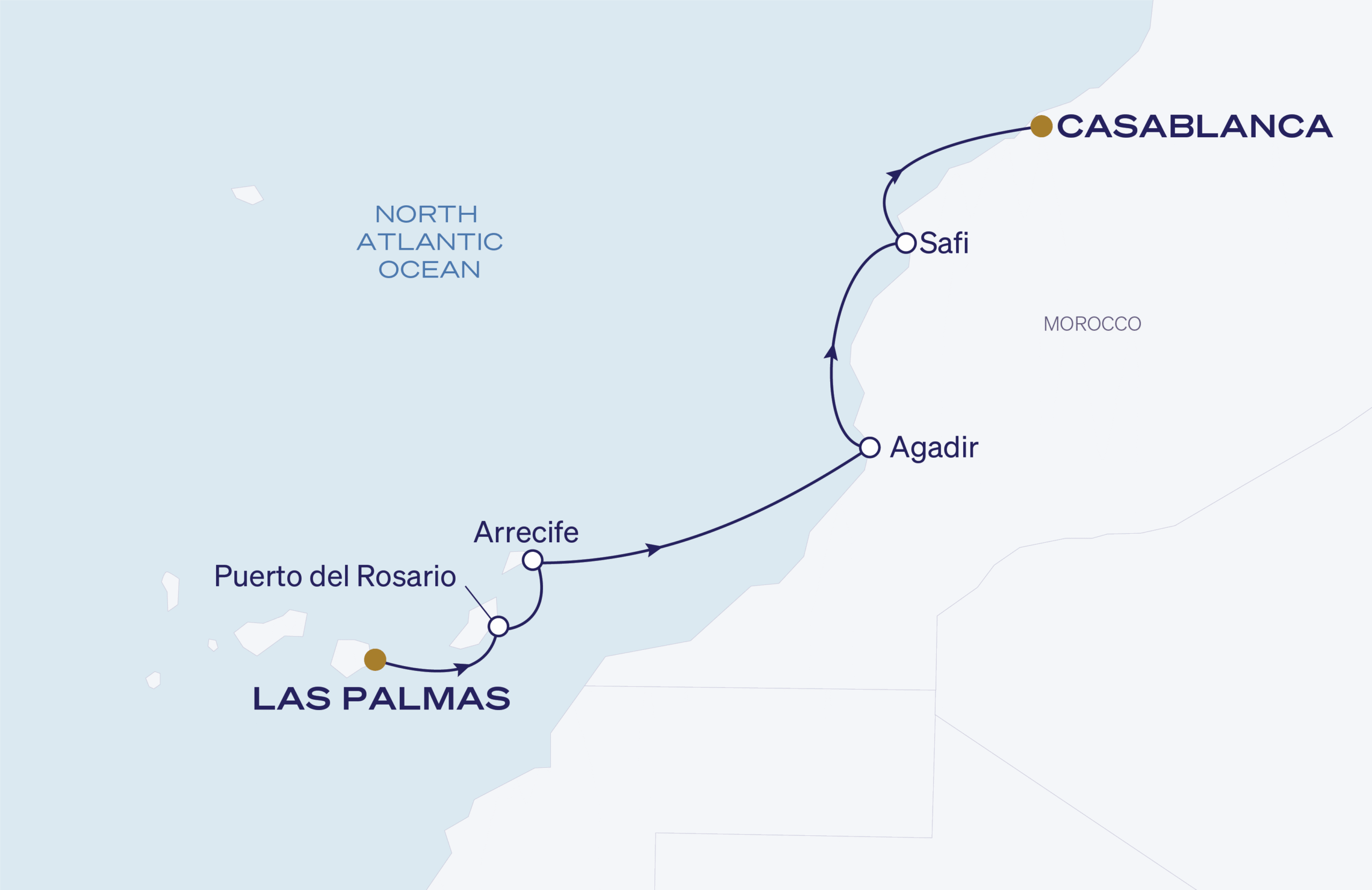 Map for 7-Night Las Palmas To Casablanca 4.14.28