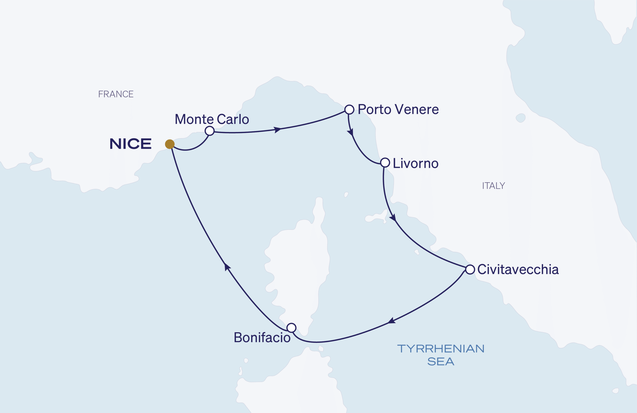 Map for 7-Night Nice Roundtrip 4.21.28