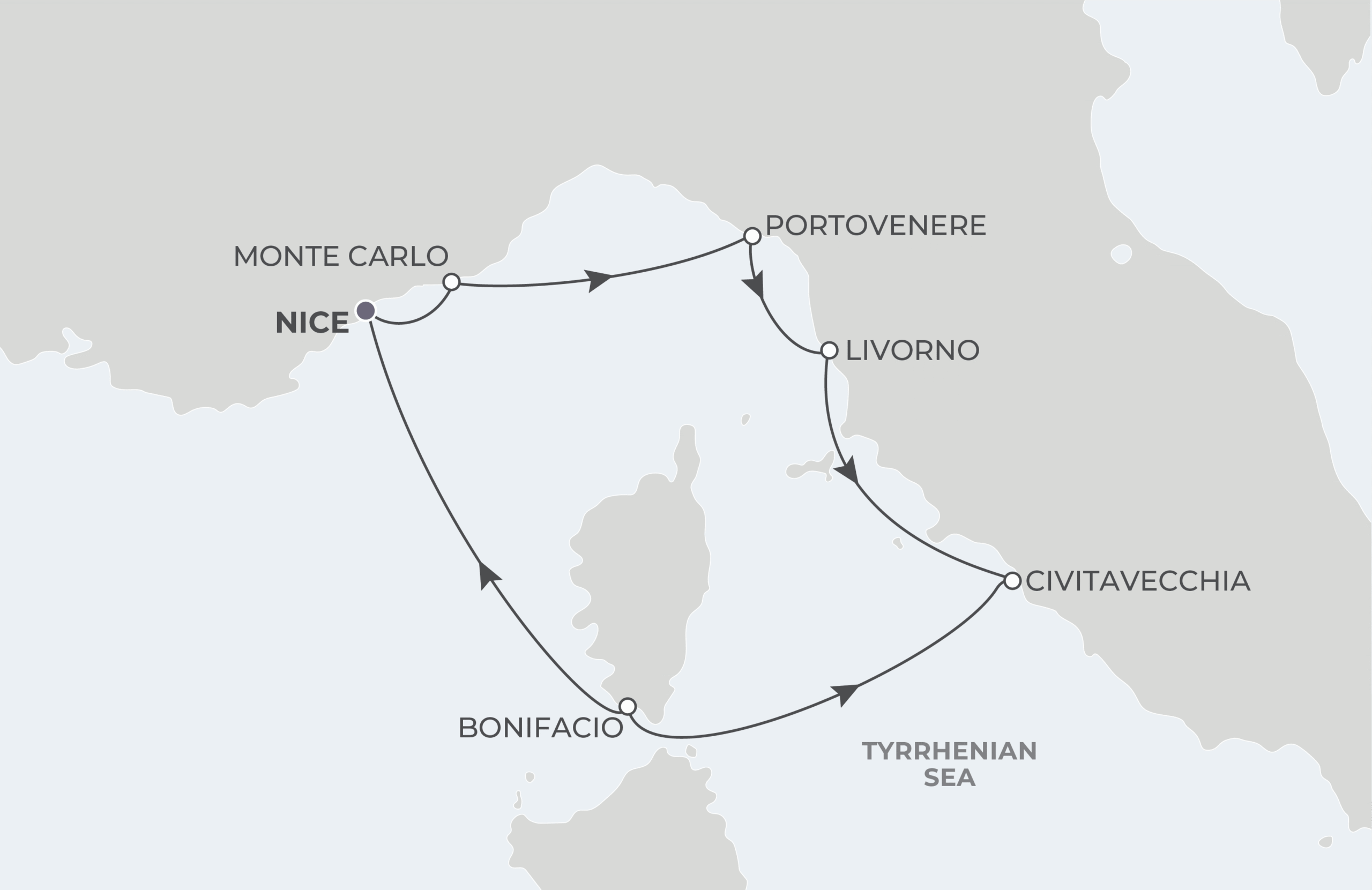 Map for 7-Night Nice Roundtrip 4.21.28