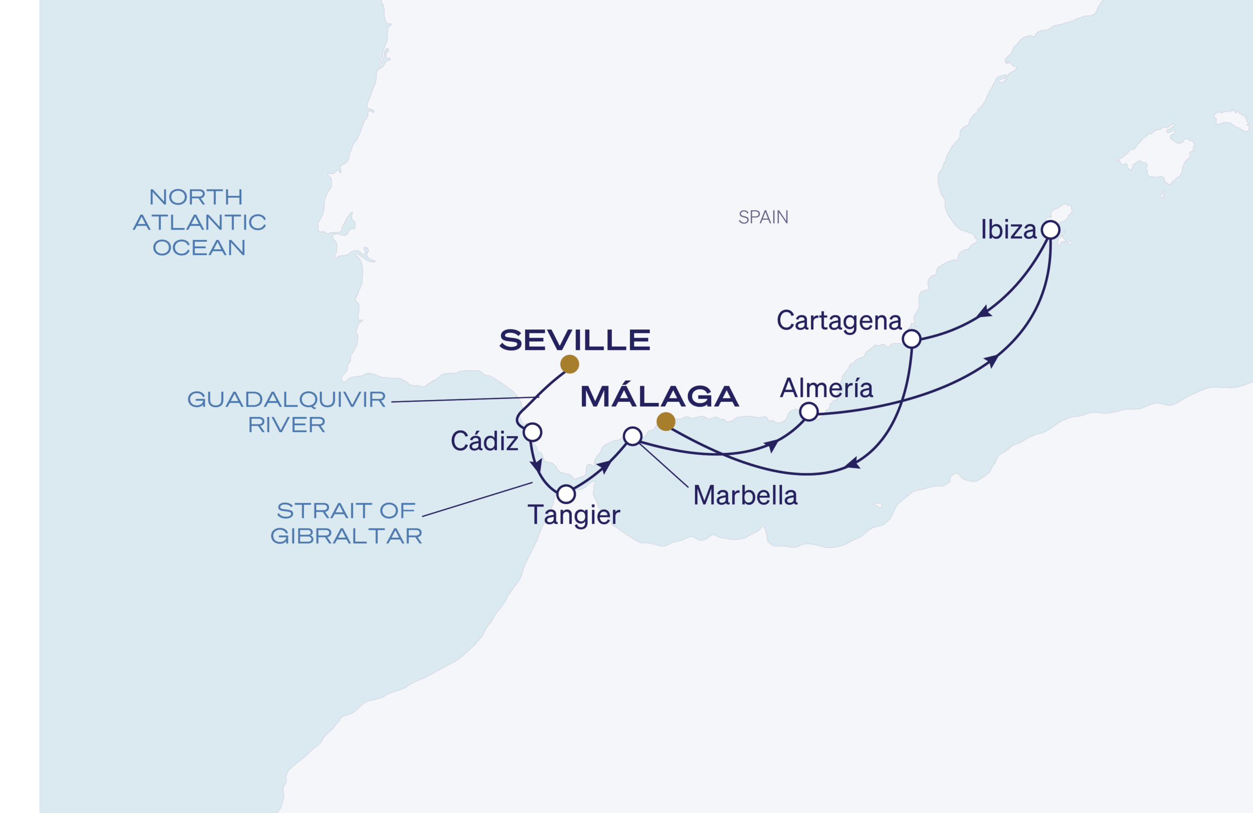 Map for 9-Night Seville to Malaga 5.5.28