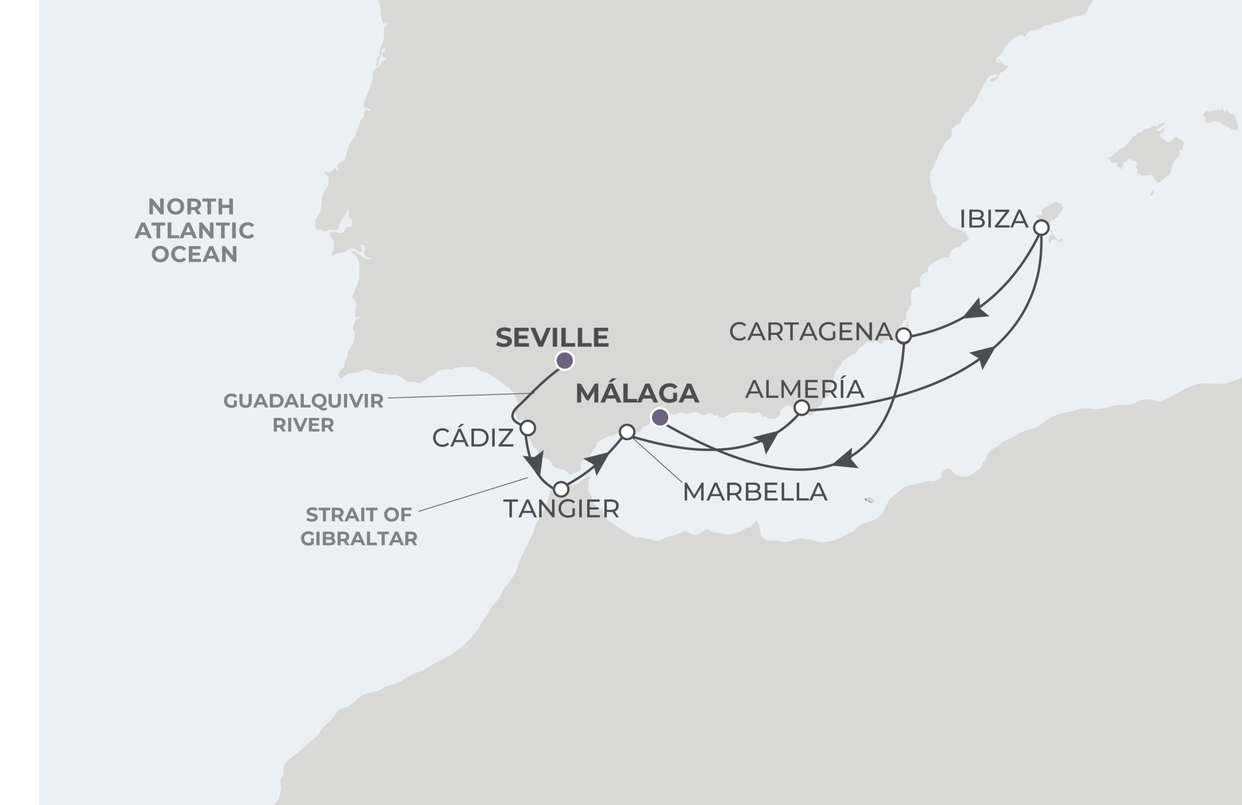 Map for 9-Night Seville to Malaga 5.5.28