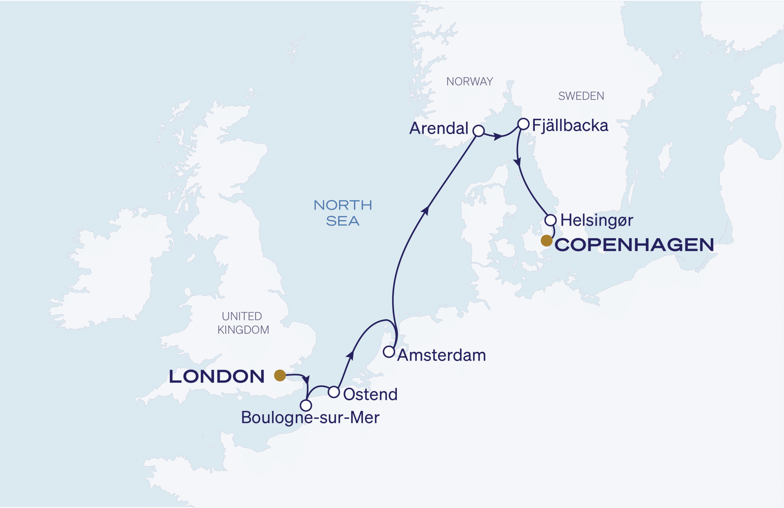 Map for 8-Night London To Copenhagen 5.7.28