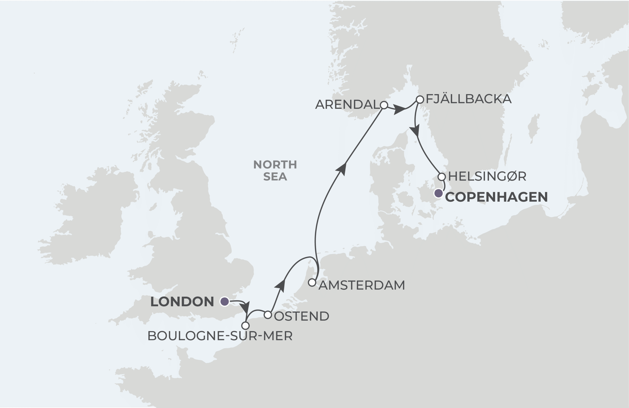 Map for 8-Night London To Copenhagen 5.7.28