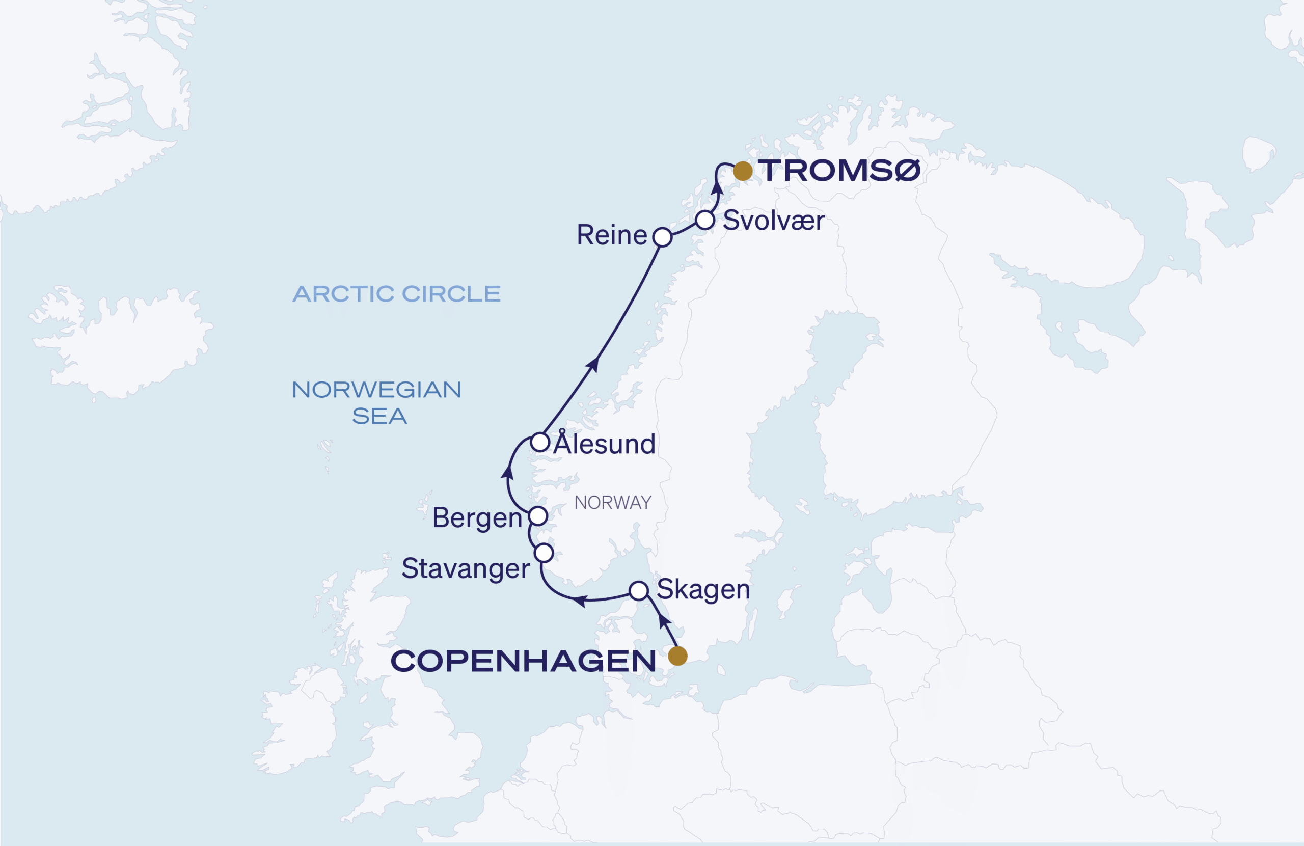 Map for 8-Night Copenhagen To Tromsø 6.2.28