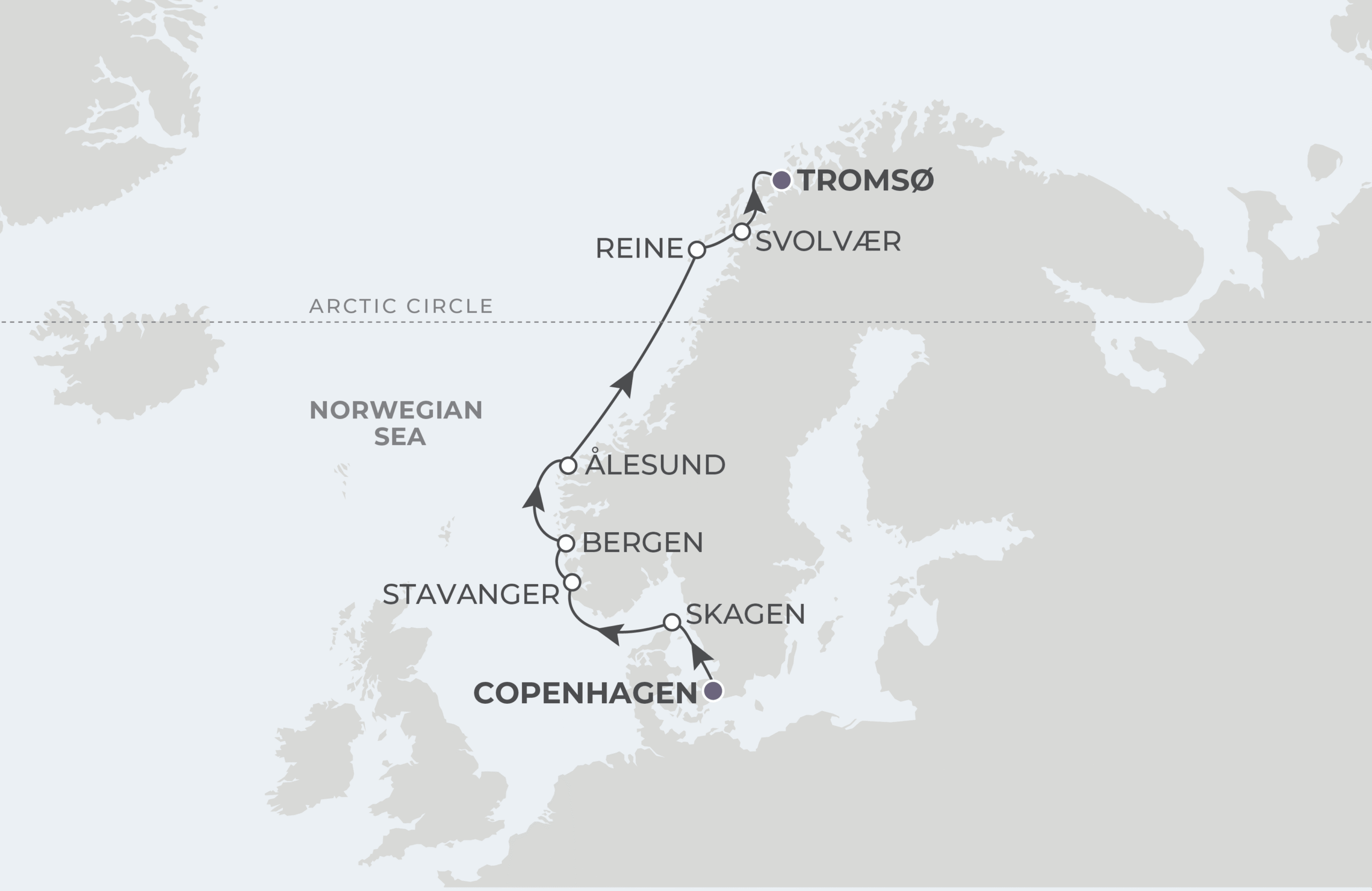 Map for 8-Night Copenhagen To Tromsø 6.2.28