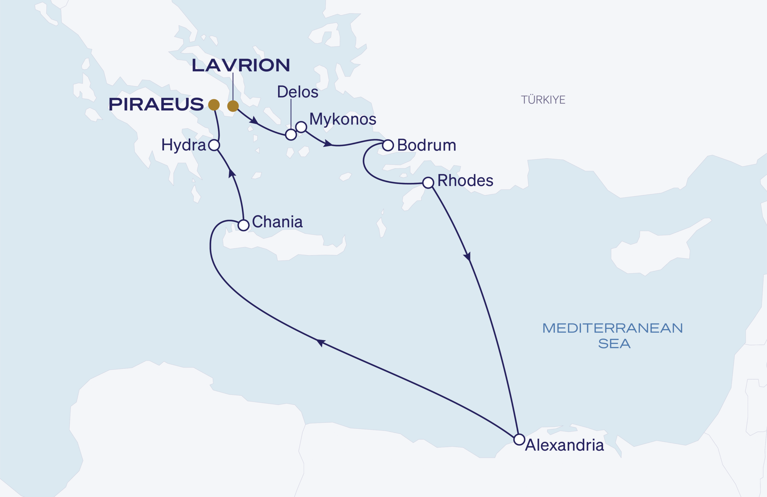 Map for 10-Night Athens Roundtrip 6.17.28