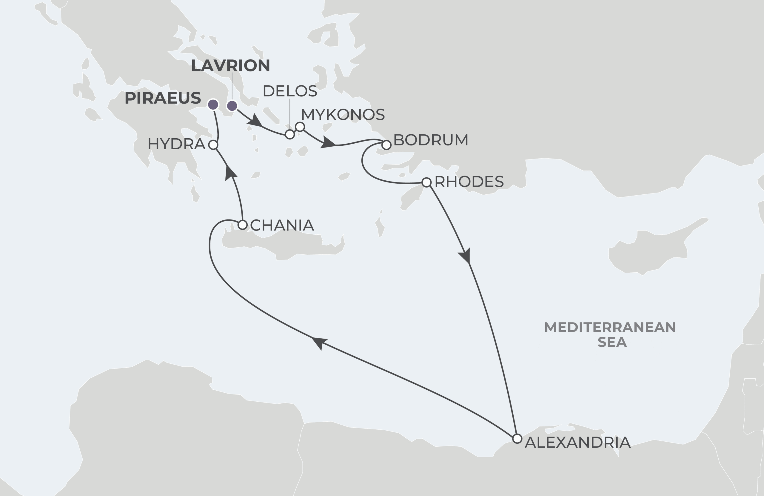 Map for 10-Night Lavrion to Piraeus 6.17.28