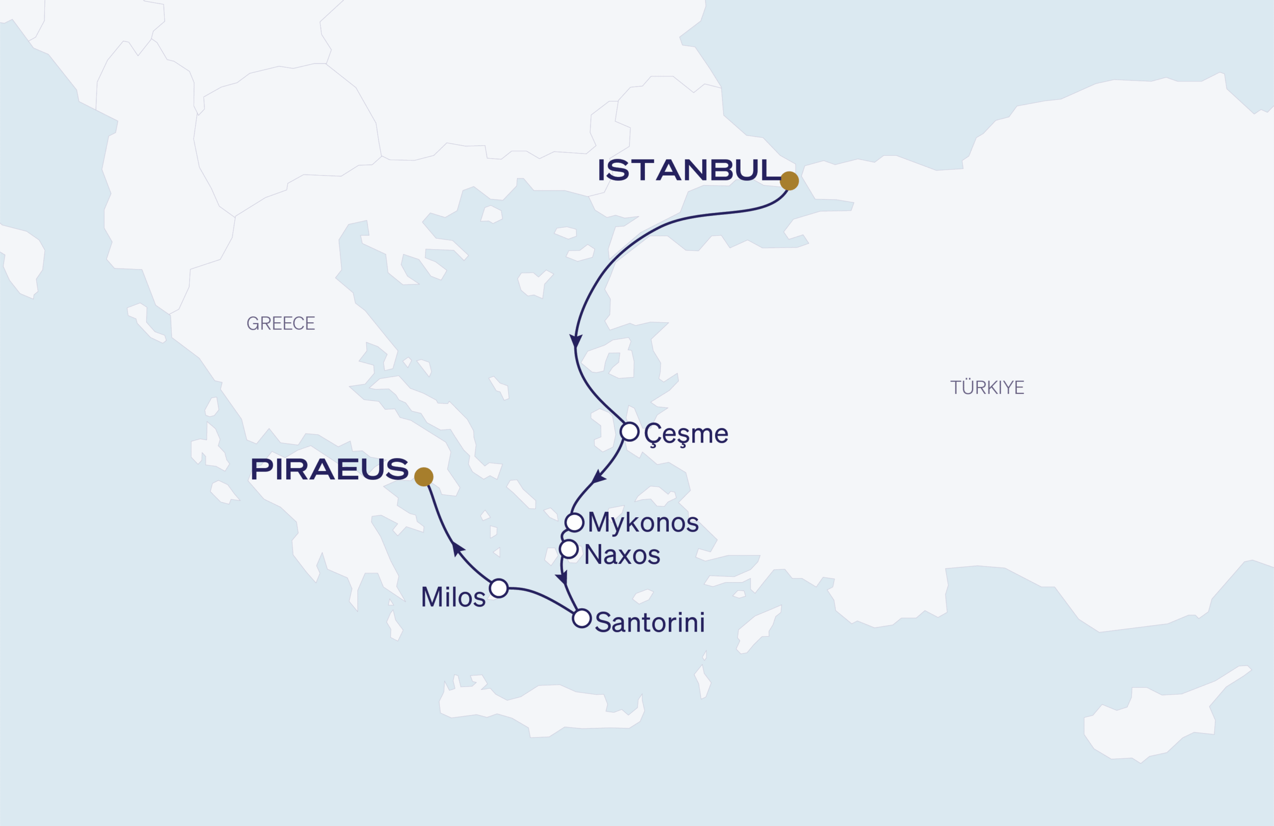 Map for 7-Night Istanbul to Athens 7.4.28