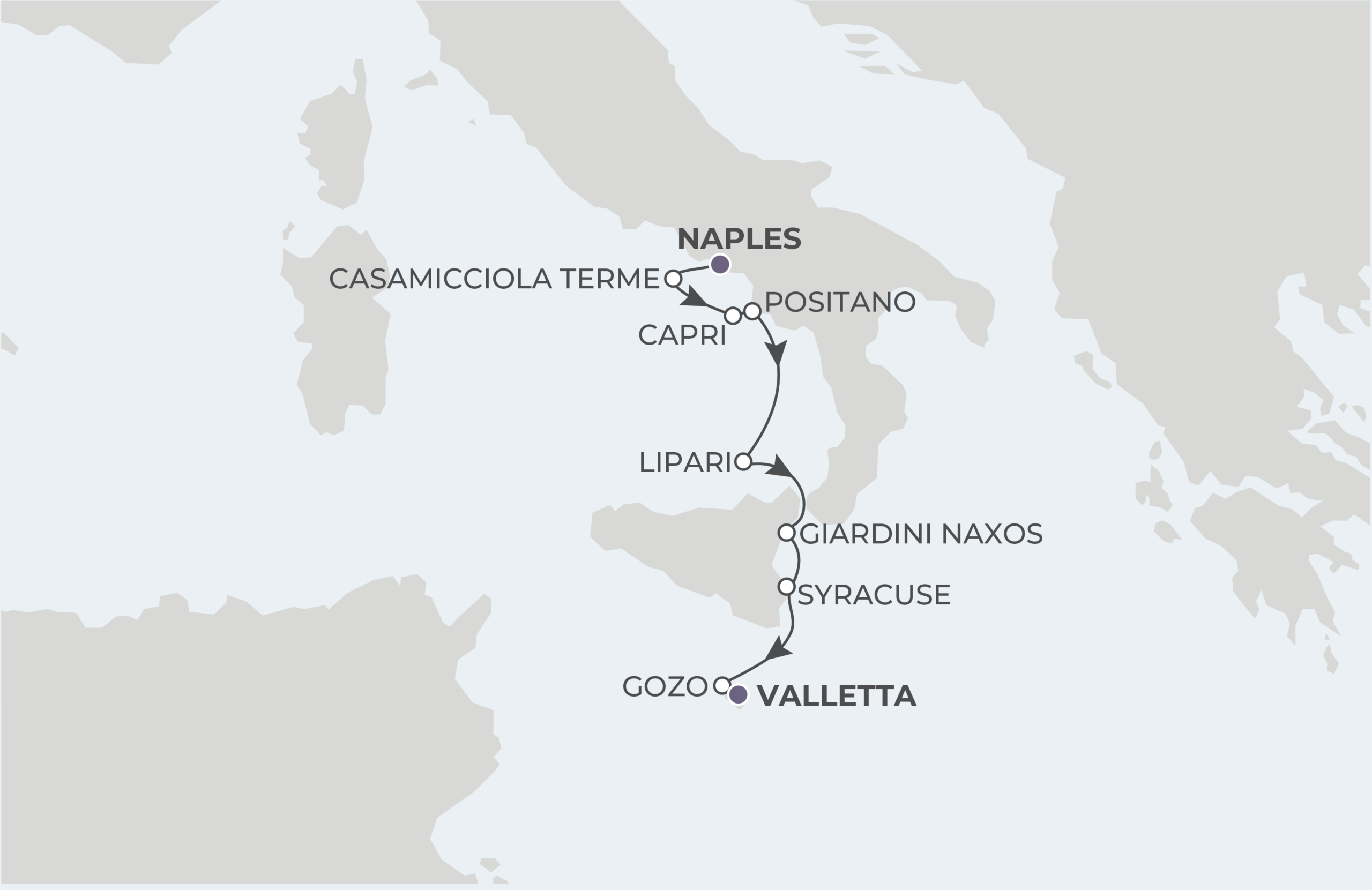 Map for 7-Night Naples to Valletta 8.16.28