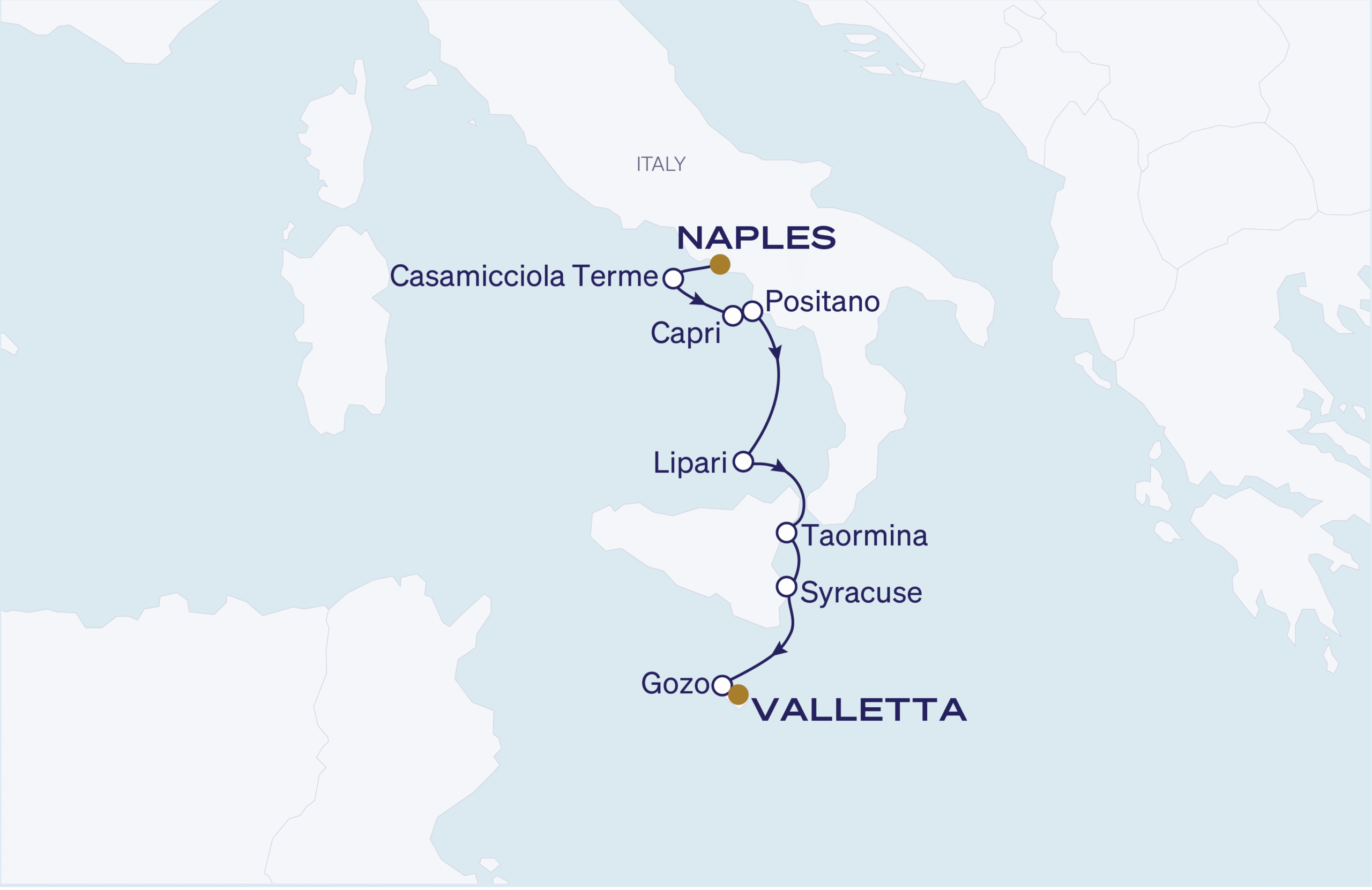 Map for 7-Night Naples to Valletta 8.16.28