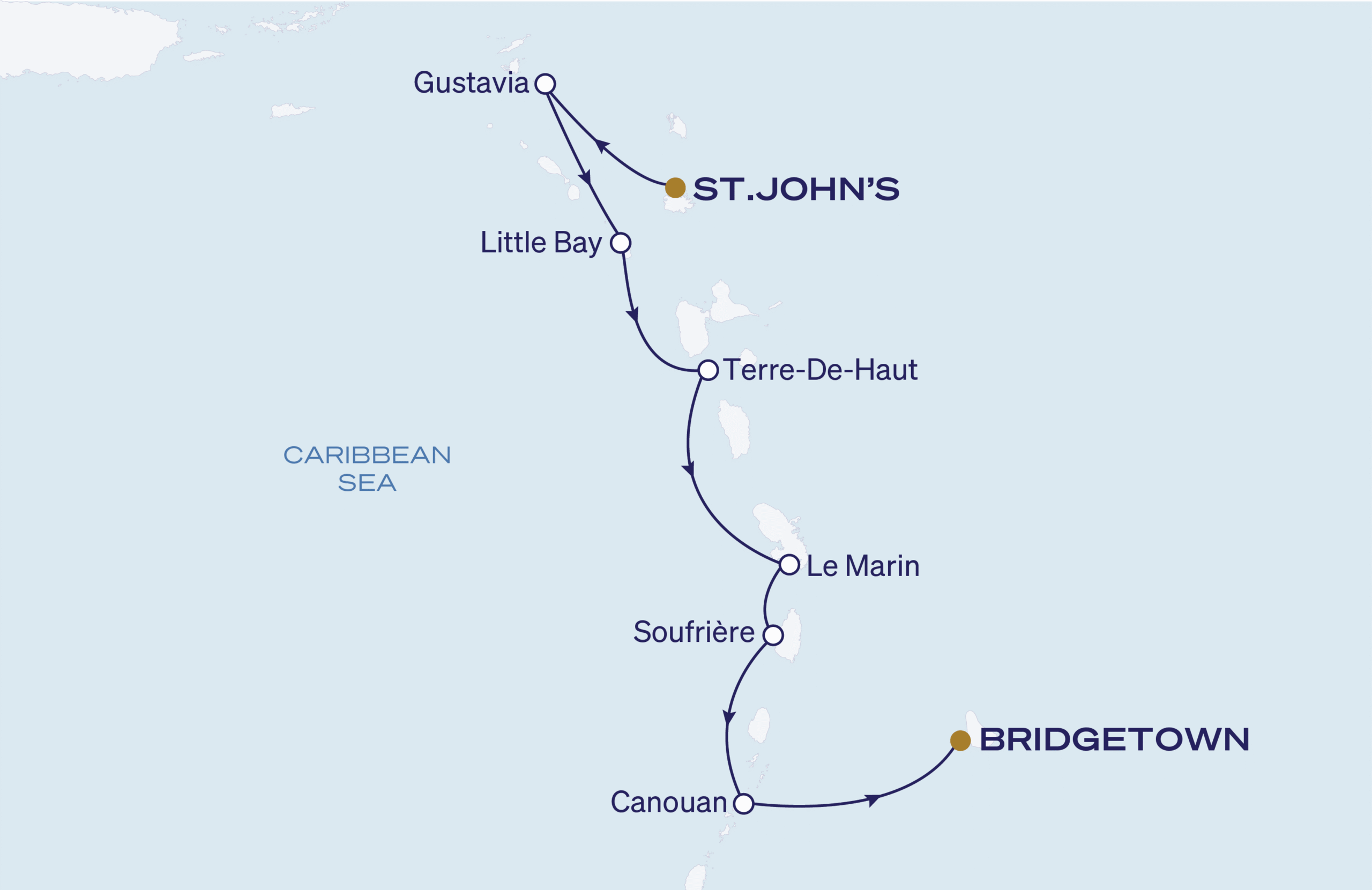 Map for 7-Night St John’s To Bridgetown 10.13.28