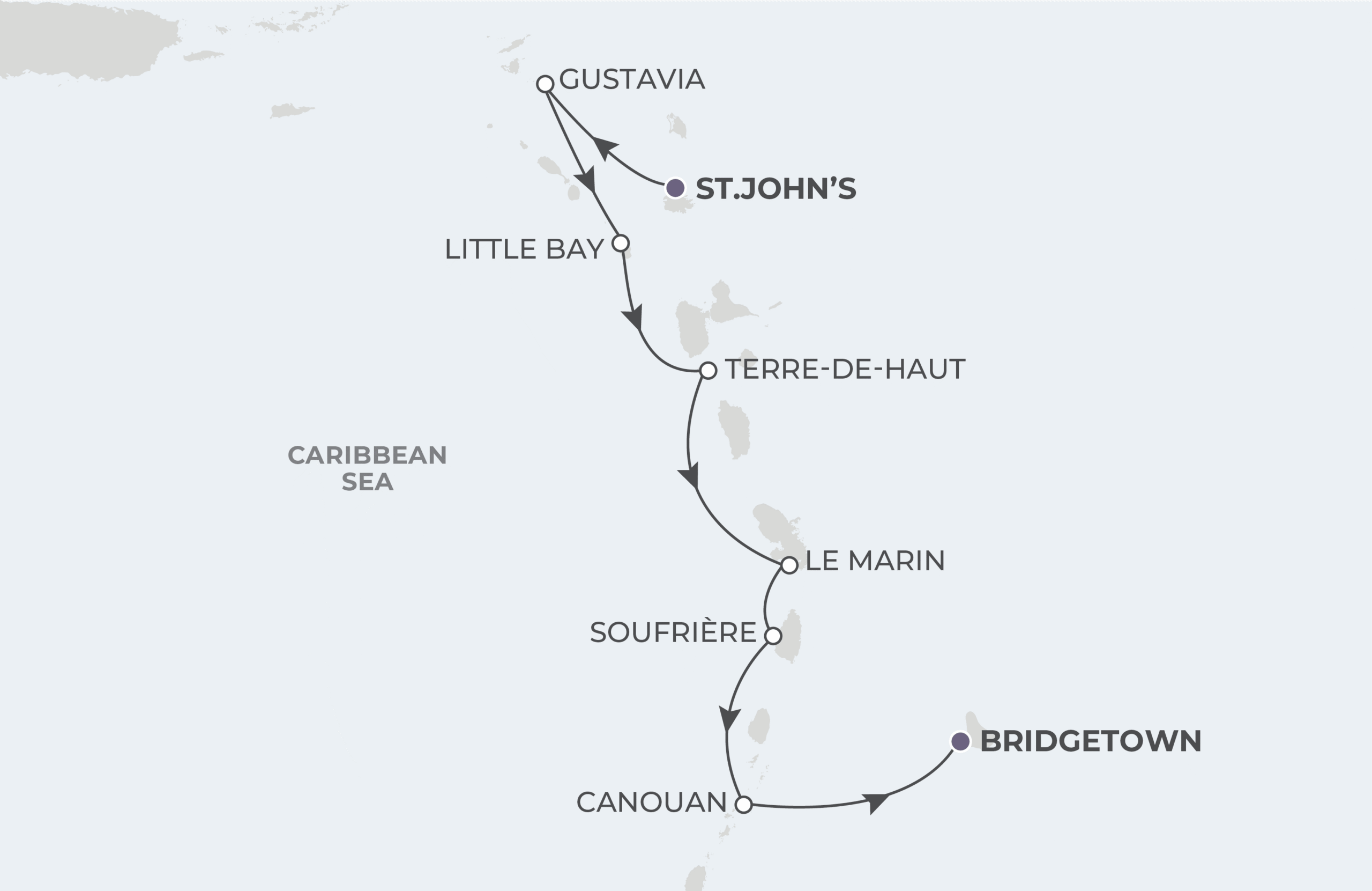 Map for 7-Night St John’s To Bridgetown 10.13.28
