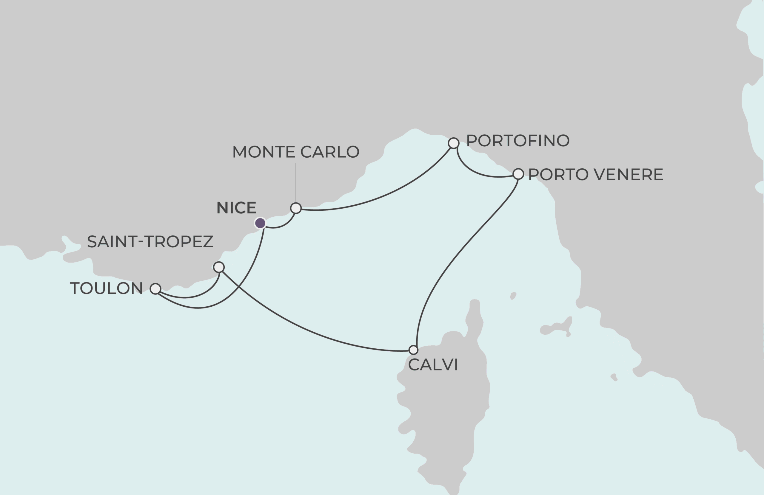 Map for 7-Night Nice Roundtrip 8.2.28