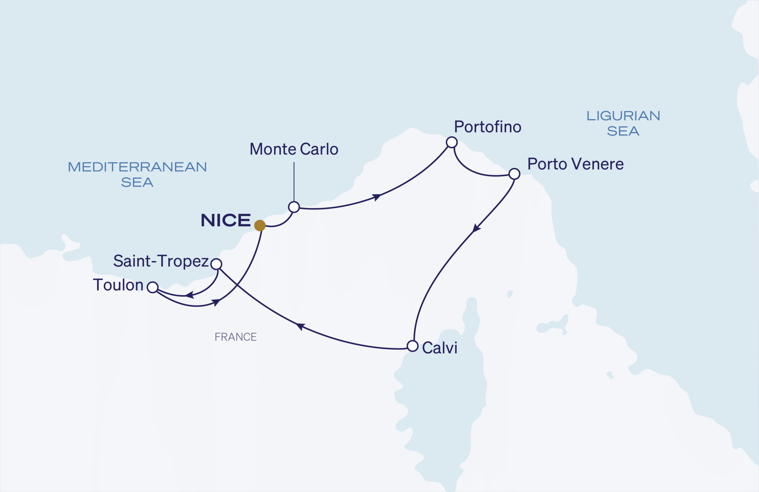 Map for 7-Night Nice Roundtrip 8.2.28