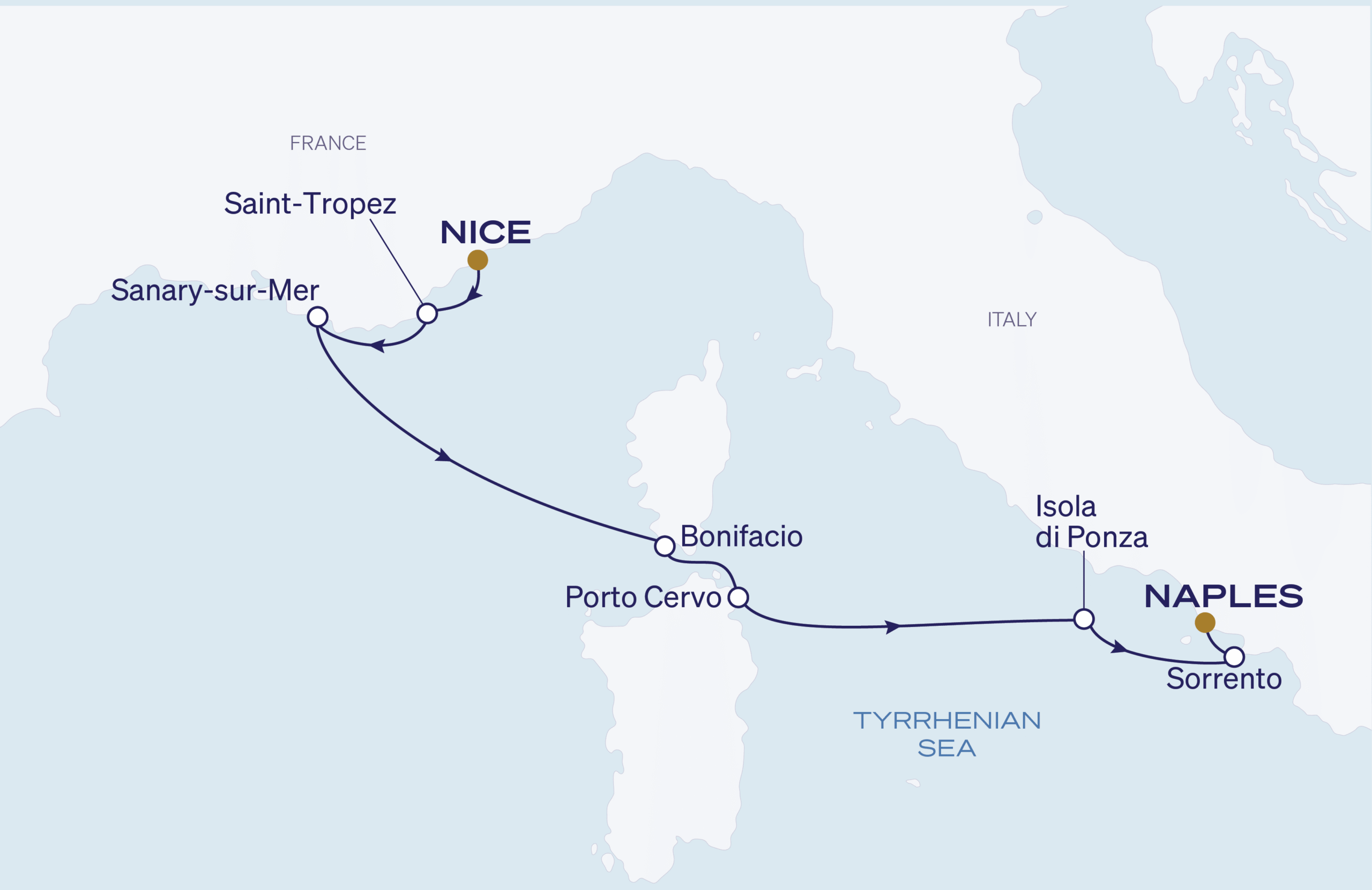 Map for 7-Night Nice to Naples 8.9.28