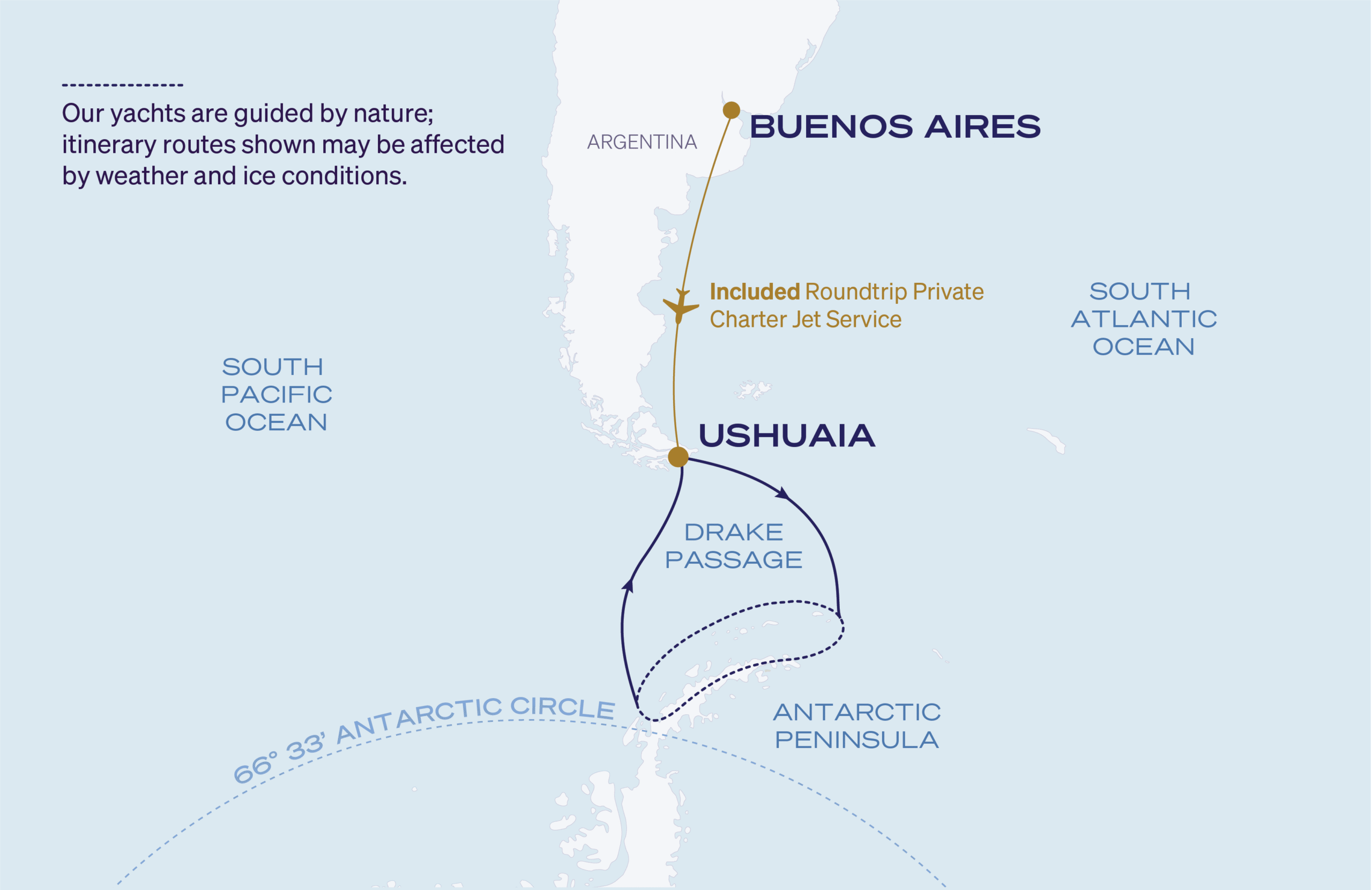 Map for 9-Night Ushuaia Roundtrip 3.13.29